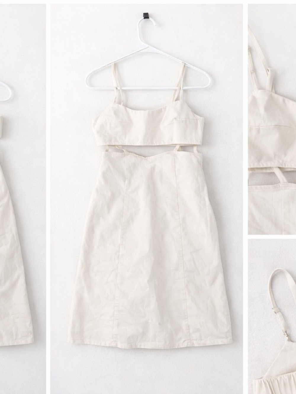 Cream Two-Piece Cutout Midi Dress